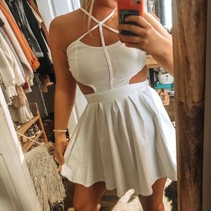white cut out dress